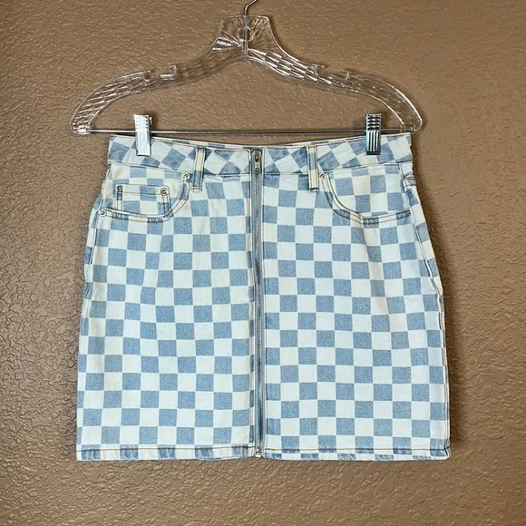 Medium forever 21 checkered denim skirt - Picture 1 of 4